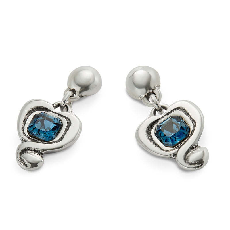 UNOde50 Ser Expresiva Silver-Plated Blue Crystal Heart Shaped Earrings