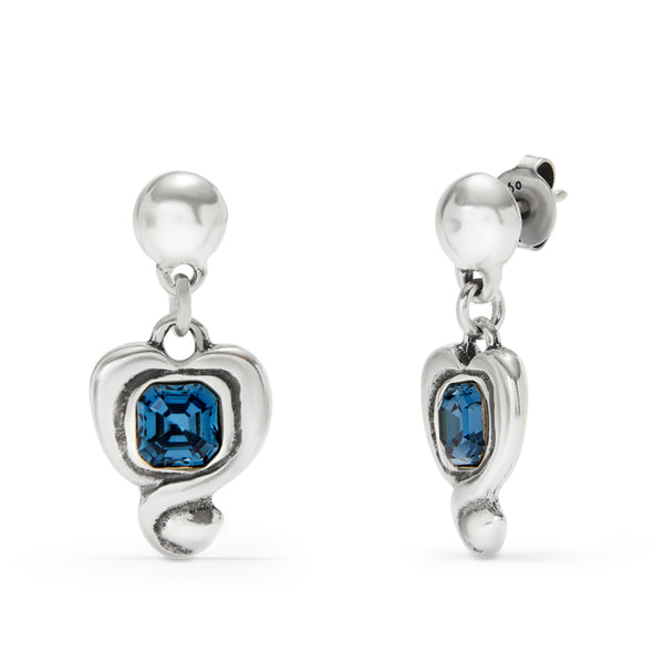 UNOde50 Ser Expresiva Silver-Plated Blue Crystal Heart Shaped Earrings