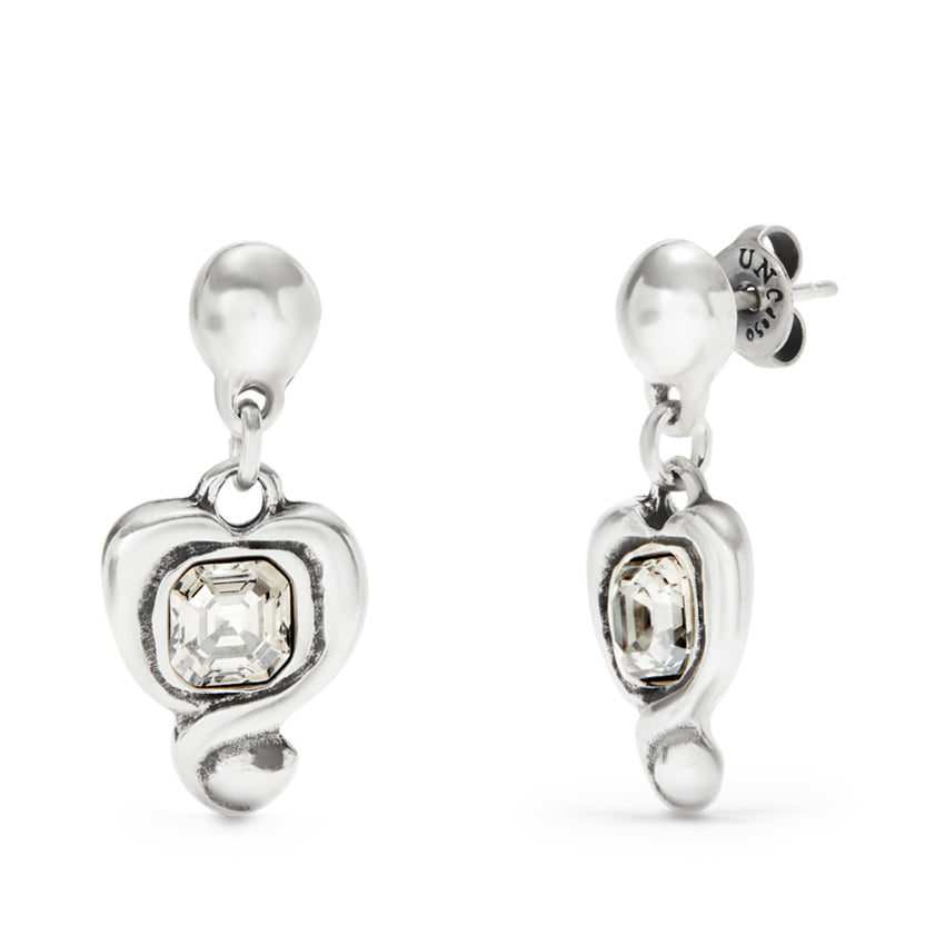 UNOde50 Ser Expresiva Silver-Plated Crystal Heart Shaped Earrings