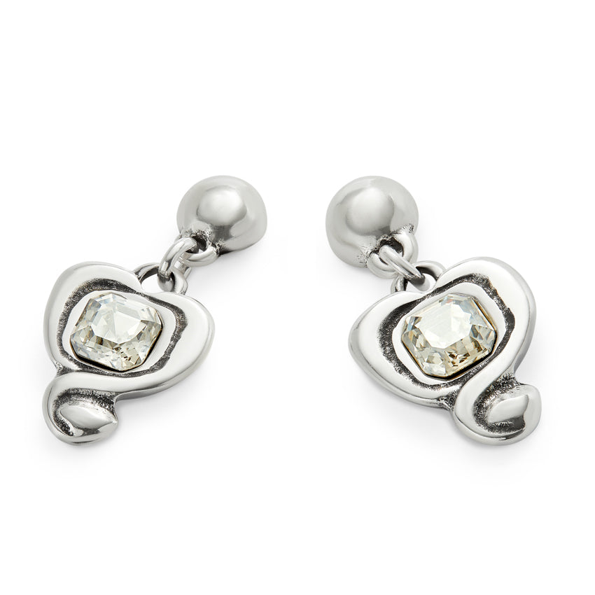 UNOde50 Ser Expresiva Silver-Plated Crystal Heart Shaped Earrings