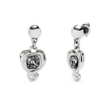 UNOde50 Ser Expresiva Silver-Plated Black Crystal Heart Shaped Earrings