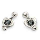 UNOde50 Ser Expresiva Silver-Plated Black Crystal Heart Shaped Earrings