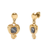 UNOde50 Ser Expresiva Gold-Plated Black Crystal Heart Shaped Earrings