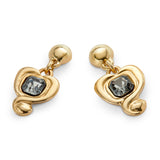 UNOde50 Ser Expresiva Gold-Plated Black Crystal Heart Shaped Earrings