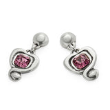 UNOde50 Ser Expresiva Silver-Plated Pink Crystal Heart Shaped Earrings