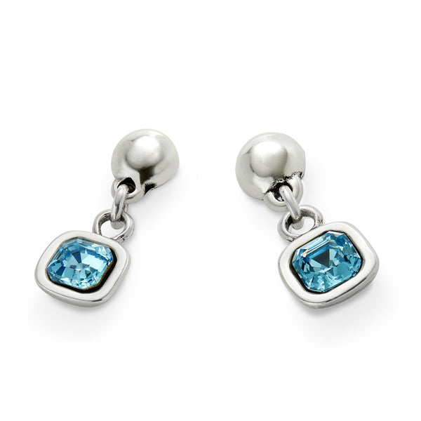 UNOde50 Ser Expresiva Silver-Plated Aqua Crystal Bead Drop Earrings