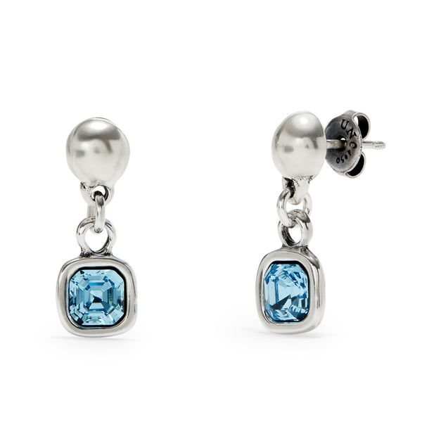 UNOde50 Ser Expresiva Silver-Plated Aqua Crystal Bead Drop Earrings