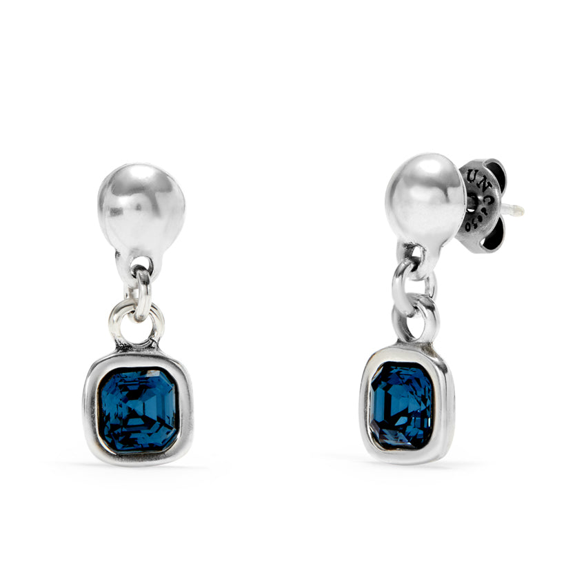 UNOde50 Ser Expresiva Silver-Plated Blue Crystal Bead Drop Earrings