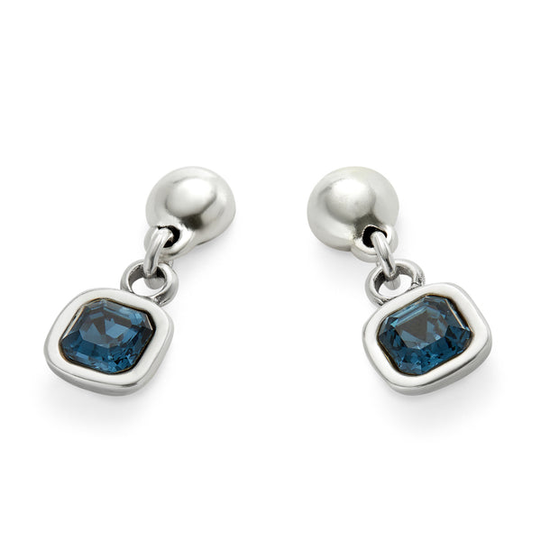 UNOde50 Ser Expresiva Silver-Plated Blue Crystal Bead Drop Earrings