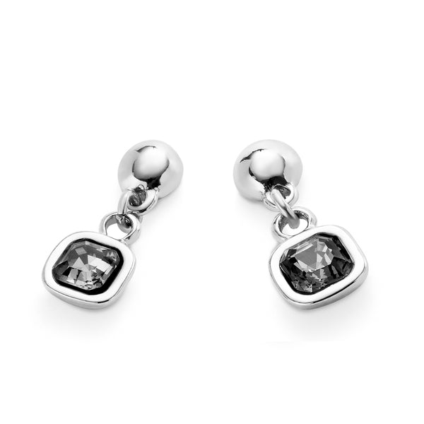 UNOde50 Ser Expresiva Silver-Plated Black Crystal Drop Earrings