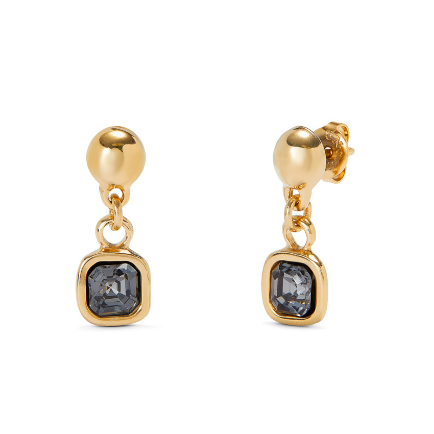 UNOde50 Ser Expresiva Gold-Plated Black Crystal Drop Earrings