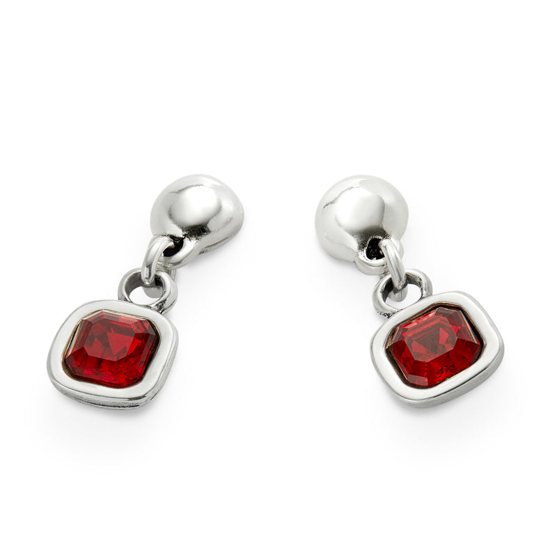 UNOde50 Ser Expresiva Silver-Plated Red Crystal Bead Drop Earrings