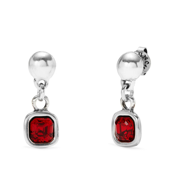 UNOde50 Ser Expresiva Silver-Plated Red Crystal Bead Drop Earrings