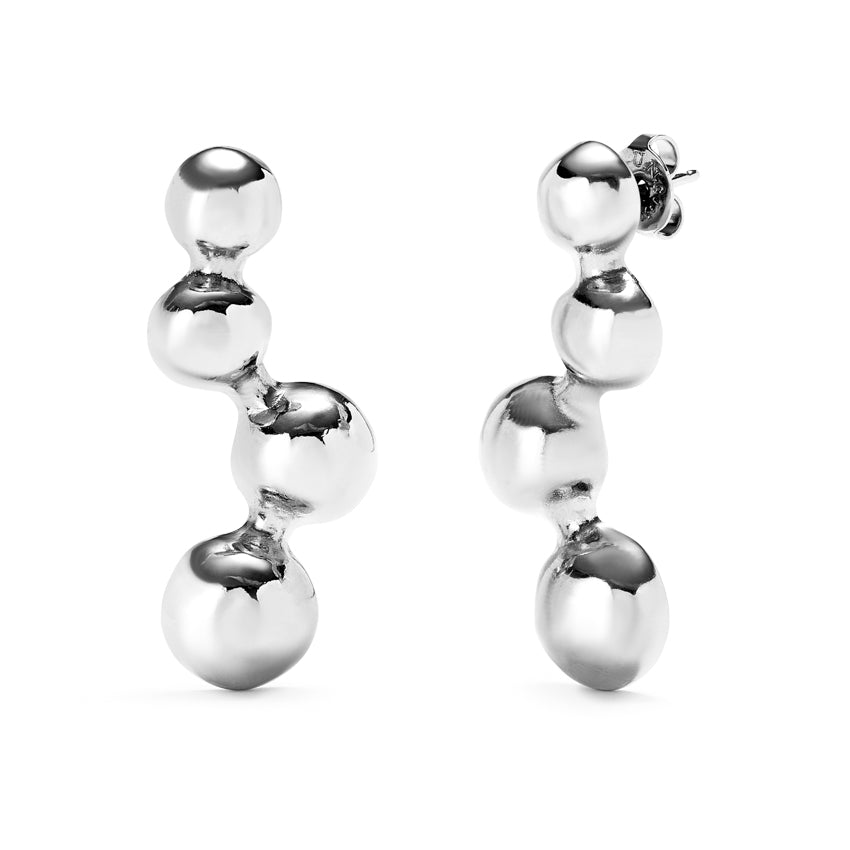 UNOde50 Ser Intrepida Silver-Plated Four Bubble Bead Earrings