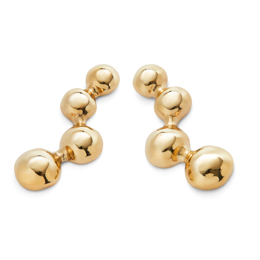 UNOde50 Ser Intrepida Gold-Plated Four Bubble Bead Earrings