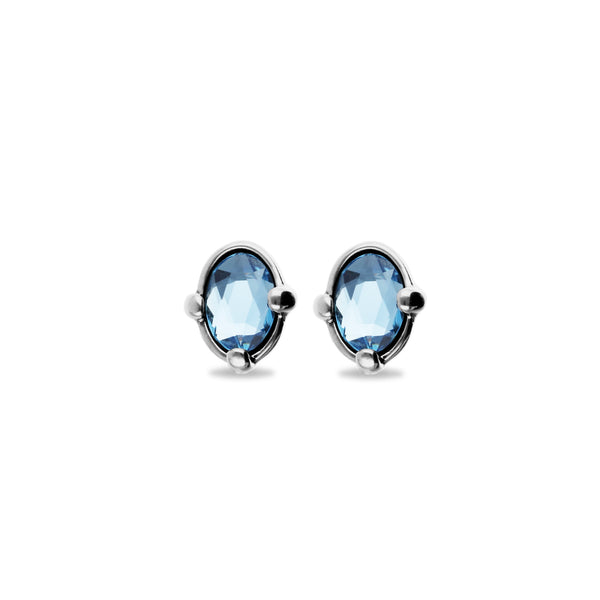 UNOde50 Ser Deslumbrante Oval Blue Crystal Stud Earrings
