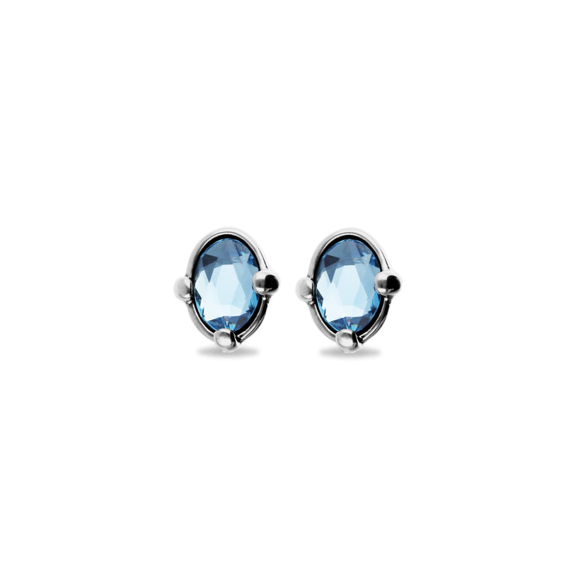 UNOde50 Ser Deslumbrante Oval Blue Crystal Stud Earrings