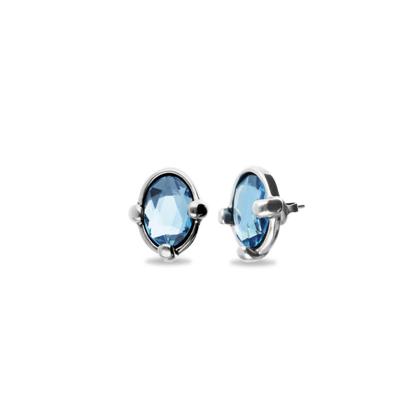 UNOde50 Ser Deslumbrante Oval Blue Crystal Stud Earrings
