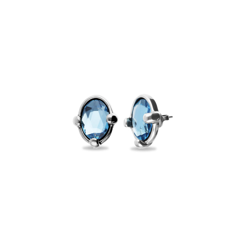 UNOde50 Ser Deslumbrante Oval Blue Crystal Stud Earrings