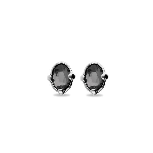 UNOde50 Ser Deslumbrante Oval Black Crystal Stud Earrings