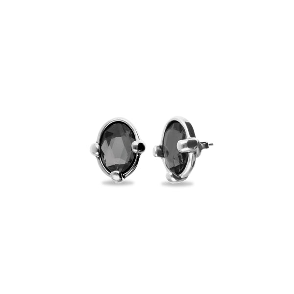 UNOde50 Ser Deslumbrante Oval Black Crystal Stud Earrings