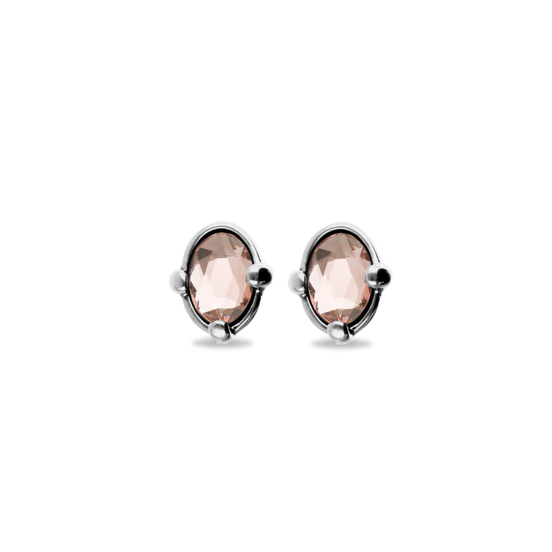 UNOde50 Ser Deslumbrante Oval Pink Crystal Stud Earrings