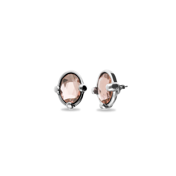 UNOde50 Ser Deslumbrante Oval Pink Crystal Stud Earrings