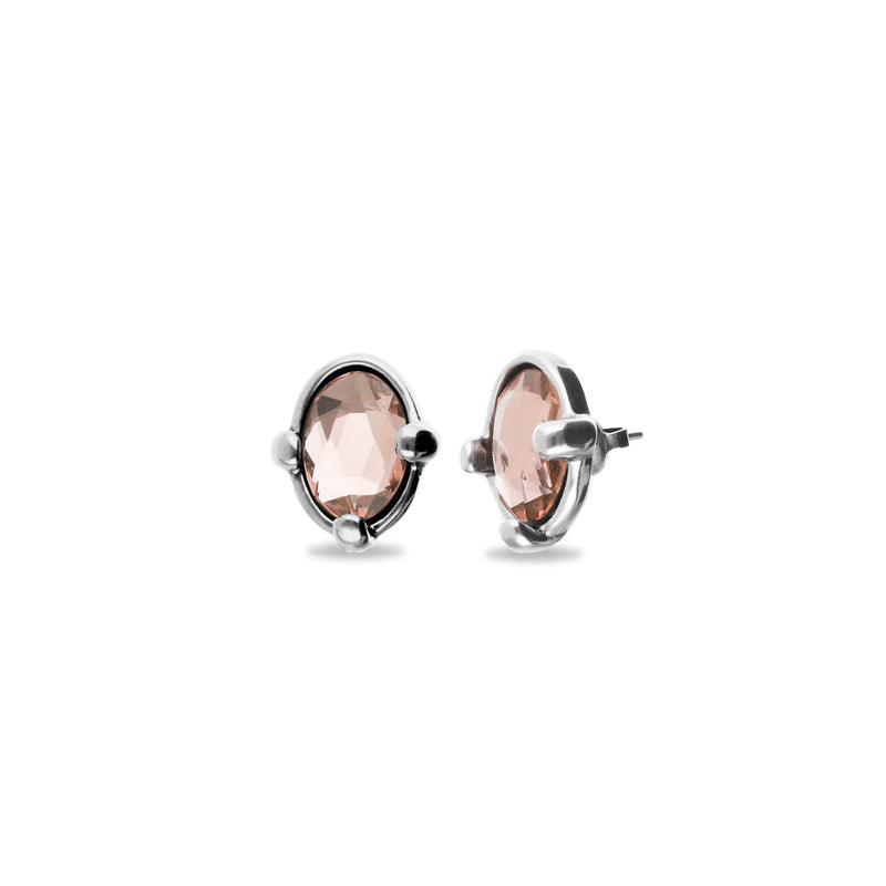 UNOde50 Ser Deslumbrante Oval Pink Crystal Stud Earrings