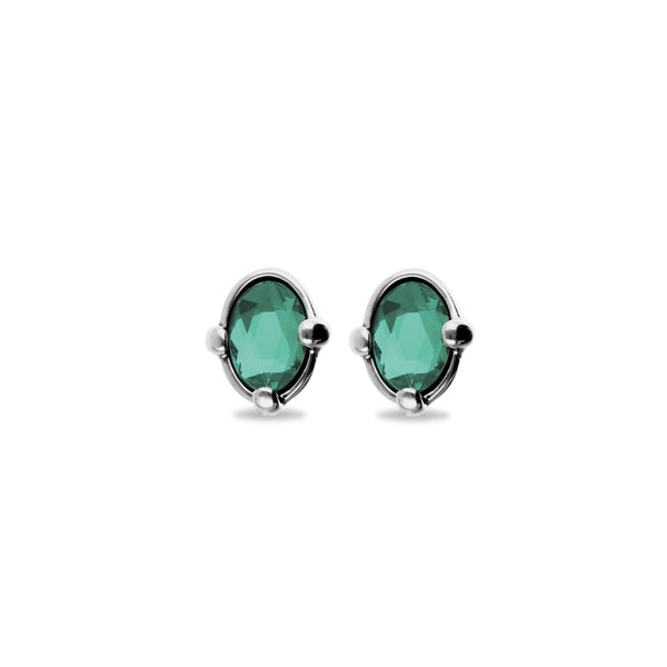 UNOde50 Ser Deslumbrante Oval Green Crystal Stud Earrings