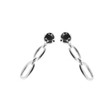 UNOde50 Ser Deslumbrante Black Crystal Silver Link Drop Earrings