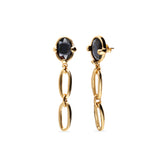 UNOde50 Ser Deslumbrante Black Crystal Gold Link Drop Earrings