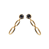UNOde50 Ser Deslumbrante Black Crystal Gold Link Drop Earrings