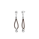 UNOde50 Sterling Silver Sphere & Leather Drop Earrings