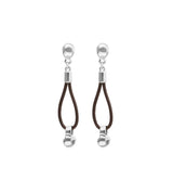 UNOde50 Sterling Silver Sphere & Leather Drop Earrings