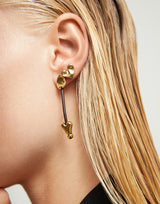 UNOde50 Gold-Plated Heart & Brown Leather Drop Earrings