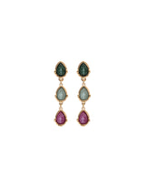 UNOde50 Presagio Gold-Tone Three Multicolor Crystal Drop Earrings