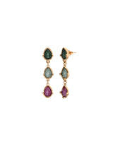 UNOde50 Presagio Gold-Tone Three Multicolor Crystal Drop Earrings