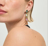 UNOde50 Presagio Gold-Tone Three Multicolor Crystal Drop Earrings