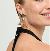 UNOde50 Presagio Gold-Tone Three Multicolor Crystal Drop Earrings
