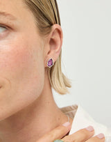 UNOde50 Presagio Silver-Tone Pink Crystal Stud Earrings