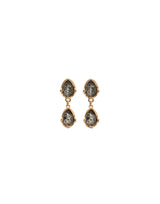 UNOde50 Presagio Gold-Tone Two Gray Crystal Drop Earrings