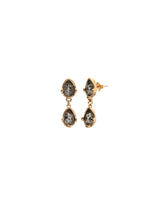 UNOde50 Presagio Gold-Tone Two Gray Crystal Drop Earrings