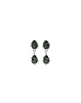 UNOde50 Presagio Silver-Tone Two Green Crystal Drop Earrings