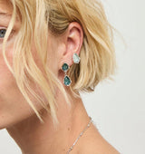 UNOde50 Presagio Silver-Tone Two Green Crystal Drop Earrings