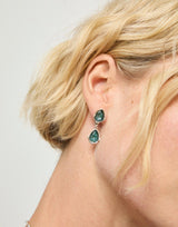 UNOde50 Presagio Silver-Tone Two Green Crystal Drop Earrings