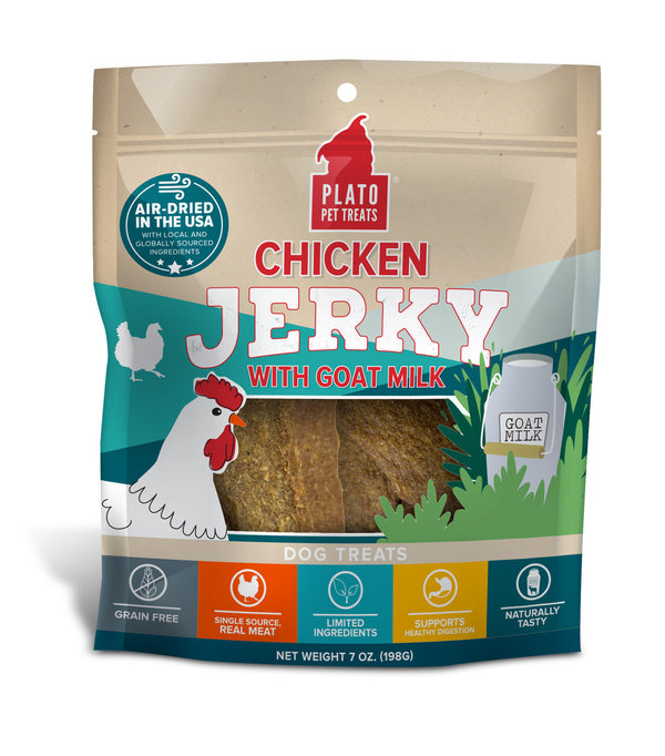 Plato Pet Treats Chicken Jerky with Goat's Milk Dog Treats - 7 oz.