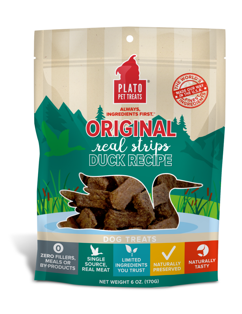 Plato Pet Treats Original Real Strips Duck Dog Treats - 6 oz.