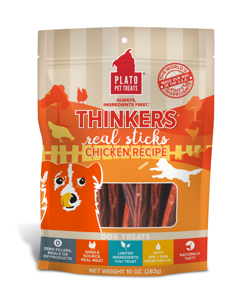 Plato Pet Treats Thinkers Chicken Dog Treats - 10 oz.