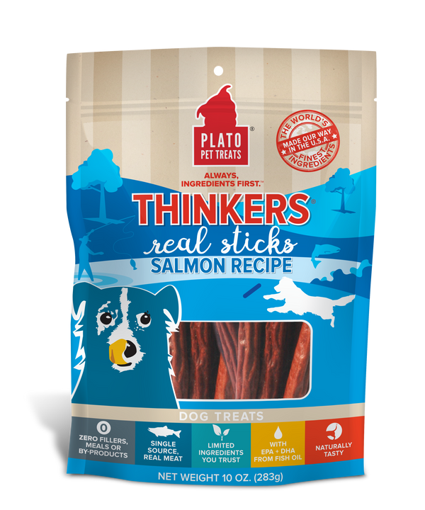 Plato Pet Treats Thinkers Salmon Dog Treats - 10 oz.