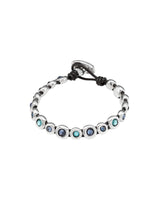 UNOde50 Magic Touch Silver-Plated Blue Crystal Leather Bracelet - Medium
